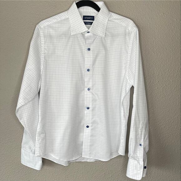 Stantt Knit Custom Button Front Business Quality Men Checkered Long Sleeve Shirt - Picture 7 of 7